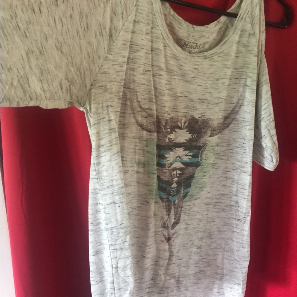 Mudd cow skull shirt